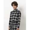 DANTE 6 - Eason Embellished Check Cropped Shirt | Nocturnal Blue 